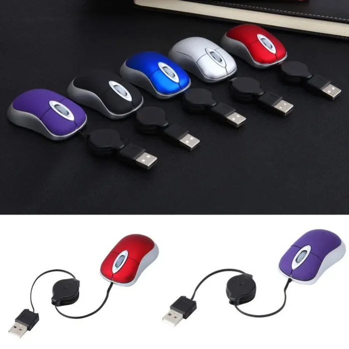 Mini souris filaire rétractable 12