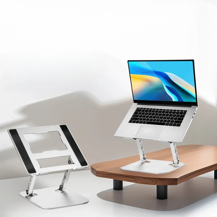 Support Ordinateur Portable Réglable – Pivote 360°, Hauteur Ajustable – Pour MacBook, PC 10-15″