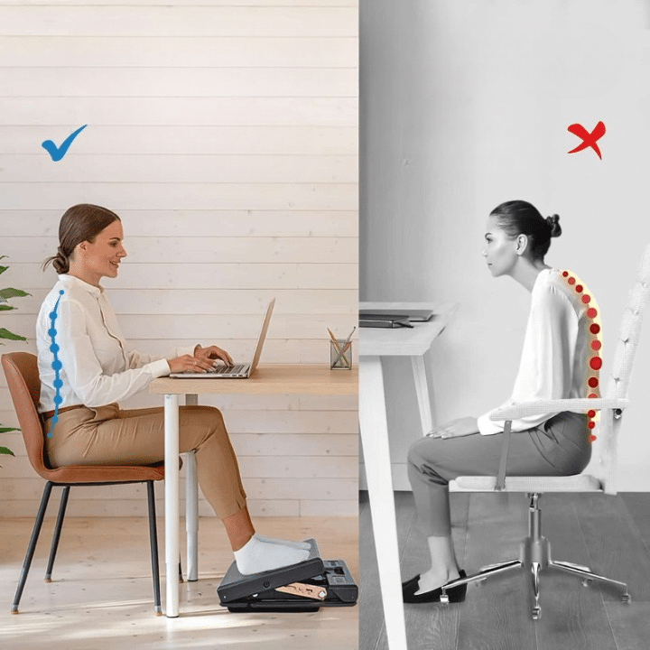 Repose-pieds Réglable Bureau - 4 Hauteurs - Surface Massante - Ergonomique Pour Position Assise Ou Debout